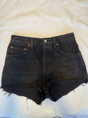 Agolde Black Denim Cutoff Shorts